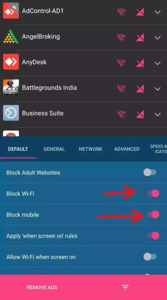 Block WiFi and Mobile Data